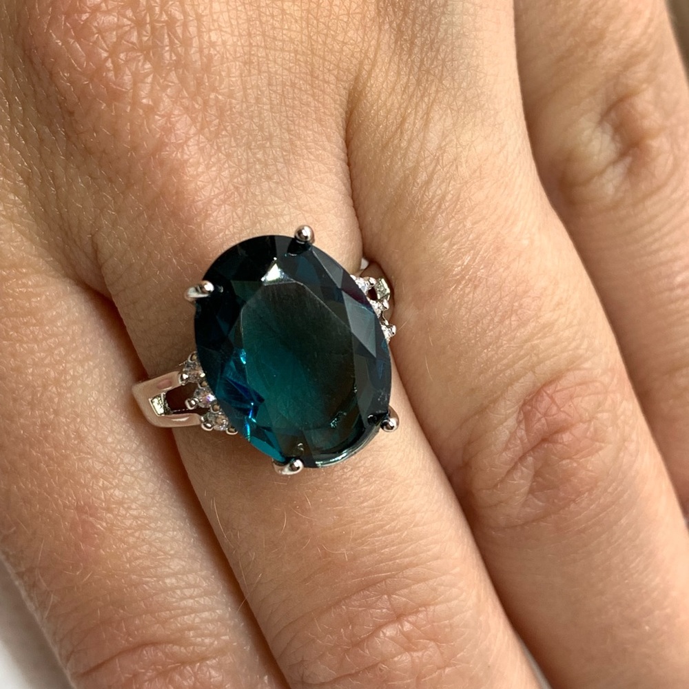 London Blue Topaz Ring CZ - Picture 3 of 6